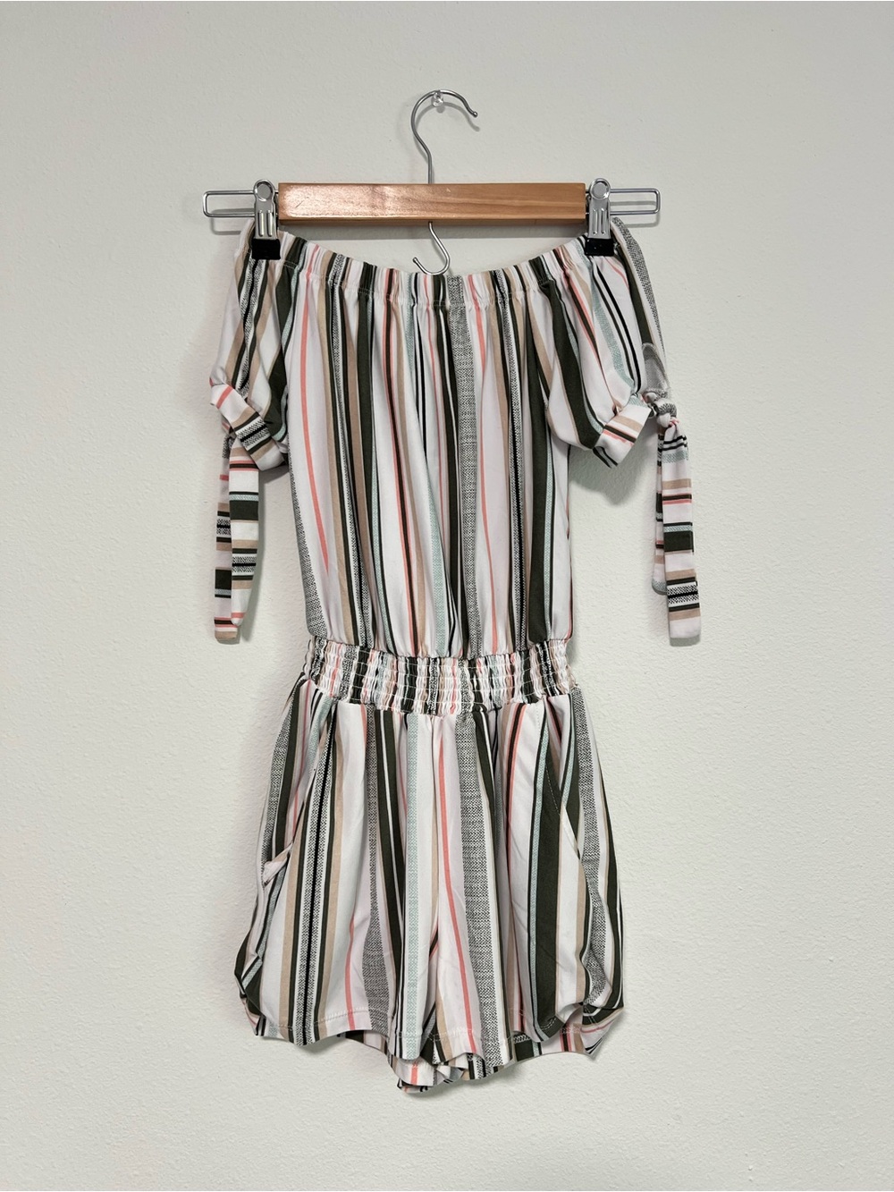 Derek Heart Striped Soft Romper
